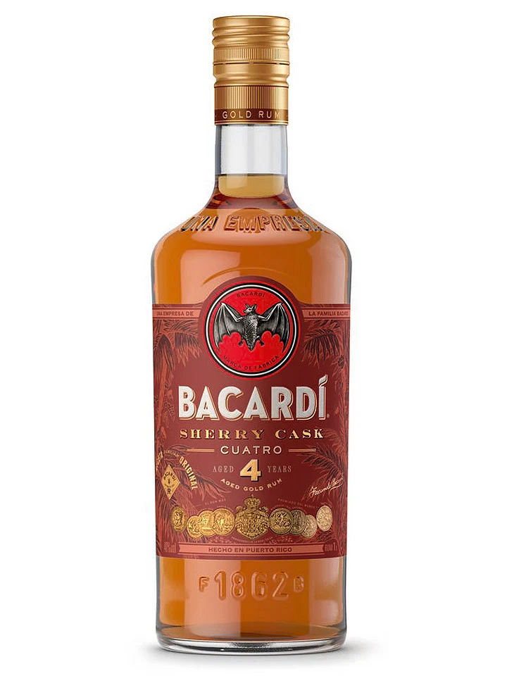 Bacardi 4 Year Old Añejo Cuatro Sherry Cask Aged Gold Rum 1L