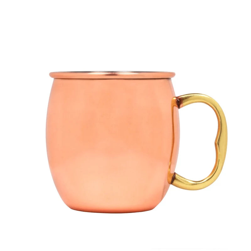 Kopparmugg med guldfärgat handtag 600 ml