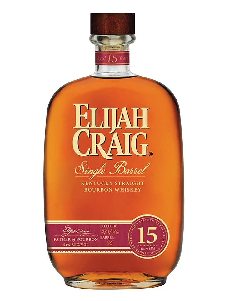 Elijah Craig 15 Year Old Single Barrel 2026 Release Kentucky Straight Bourbon Whiskey 750mL