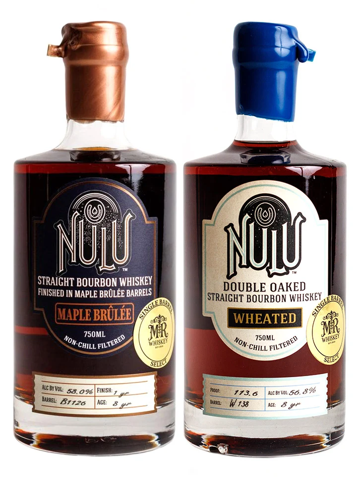 NULU 8 Year Old Single Barrel Bundle Maple Brulee + Double Oaked Wheated Straight Bourbon Whiskey 2 x 750mL