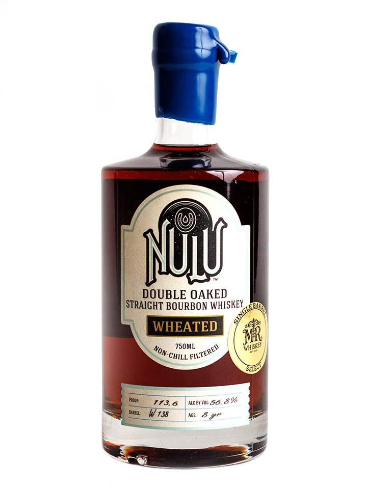 NULU 8 Year Old Double Oaked Wheated Single Barrel Cask Strength Straight Bourbon Whiskey 750mL