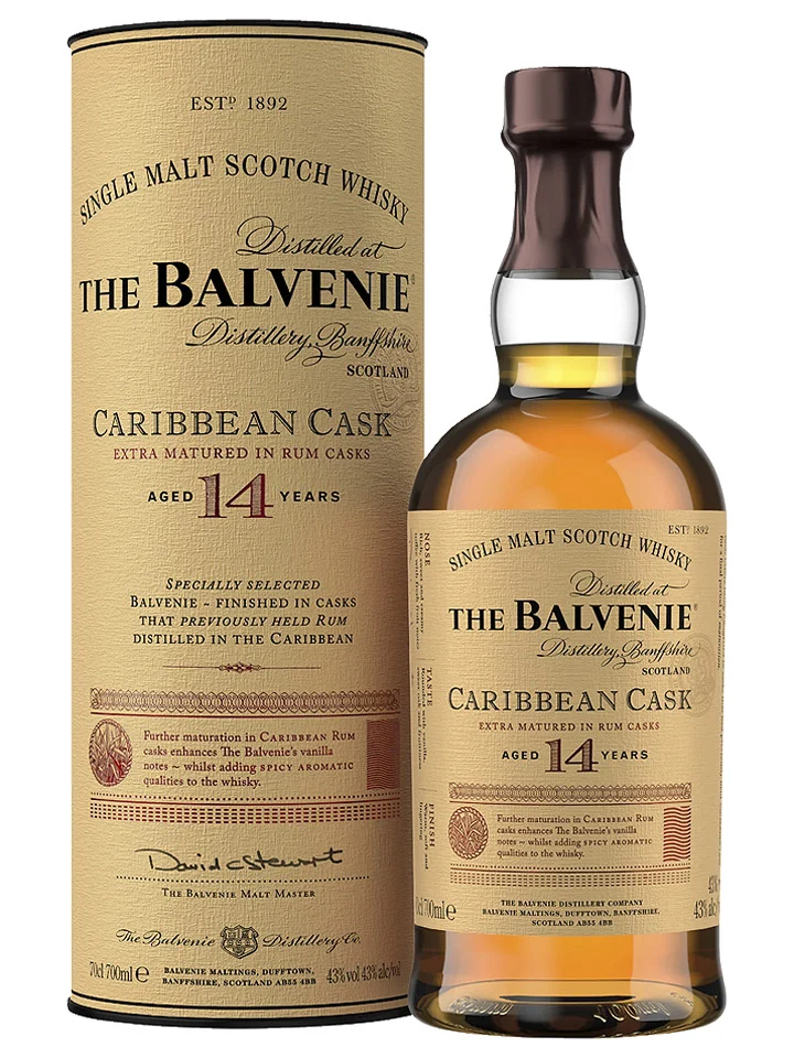 Balvenie 14 Year Old Carribean Cask Single Malt Scotch Whisky 700mL