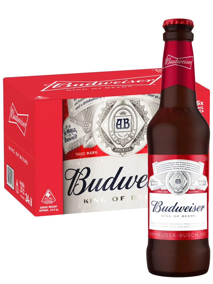 Budweiser Lager 5% Beer Case 24 x Pack 330mL Bottles