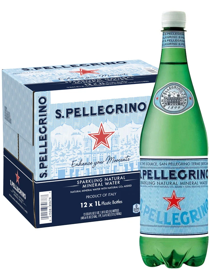 San Pellegrino Sparkling Natural Mineral Water 12 x 1L Plastic Bottles