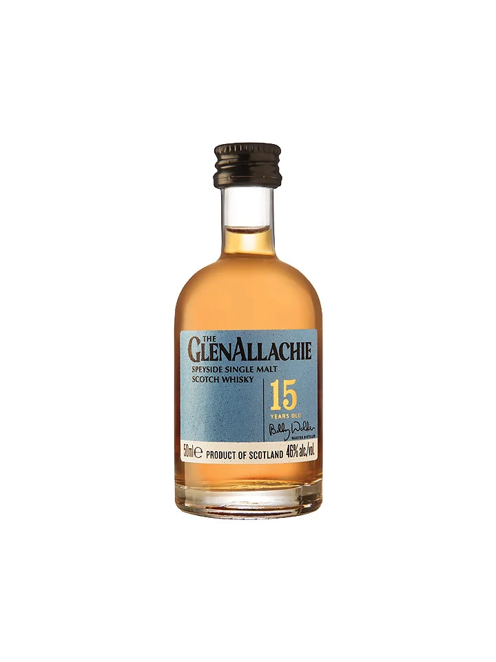 Glenallachie 15 Year Old Speyside Single Malt Scotch Whisky Glass Miniature 50mL