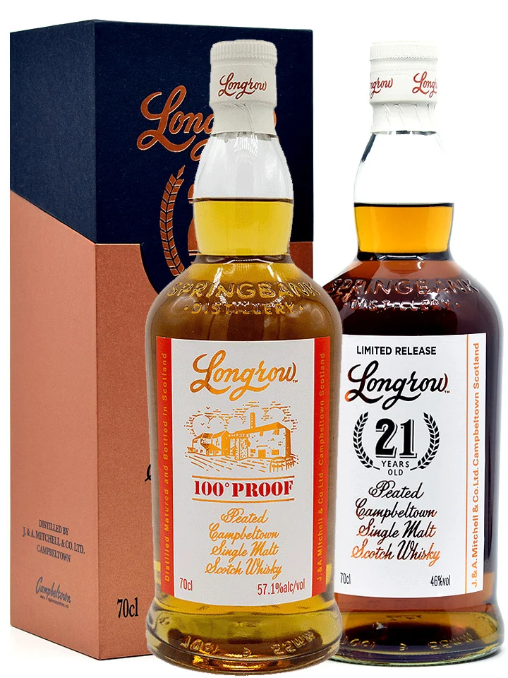 Longrow 21 Year Old + 100 Proof 2025 Release Batch No.1 Peated Campbeltown Single Malt Scotch Whisky 2 x 700mL