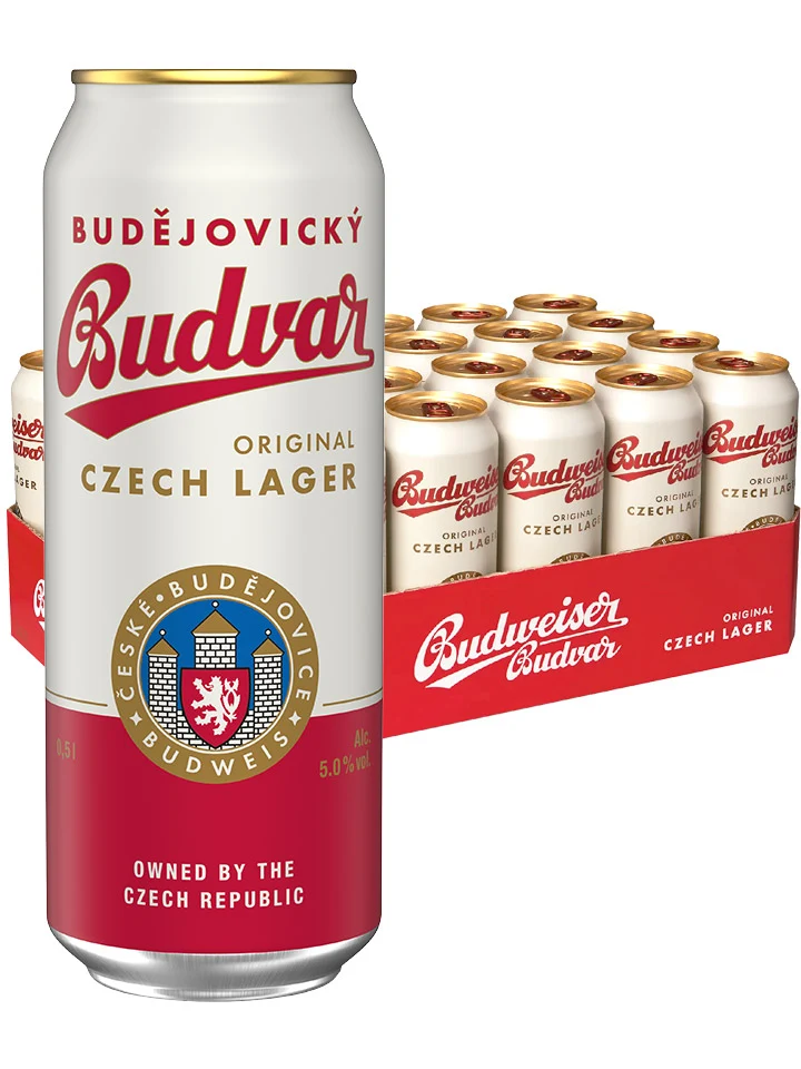 Budvar Premium Czech Lager Imported Beer Case 24 x 500mL Cans
