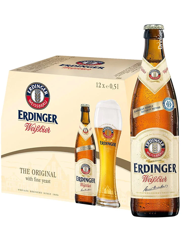 Erdinger Weissbier Original Imported Wheat Beer Case 12 x 500mL Bottles