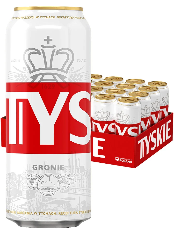 Tyskie Gronie Premium Polish Lager Imported Beer Case 24 x 500mL Cans