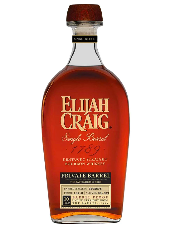 Elijah Craig 10 Year Old Private Barrel "The Bartender's Choice" Barrel Proof 60.5% Kentucky Straight Bourbon Whiskey 700mL