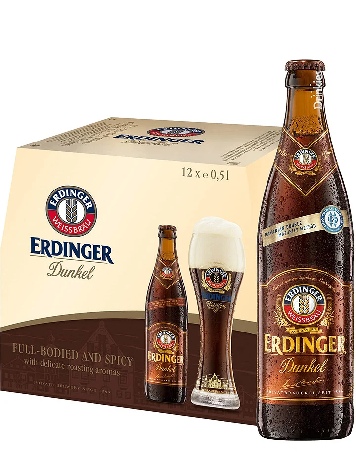 Erdinger Dunkel Dark Weissbrau Imported Dark Wheat Beer Case 12 x 500mL Bottles
