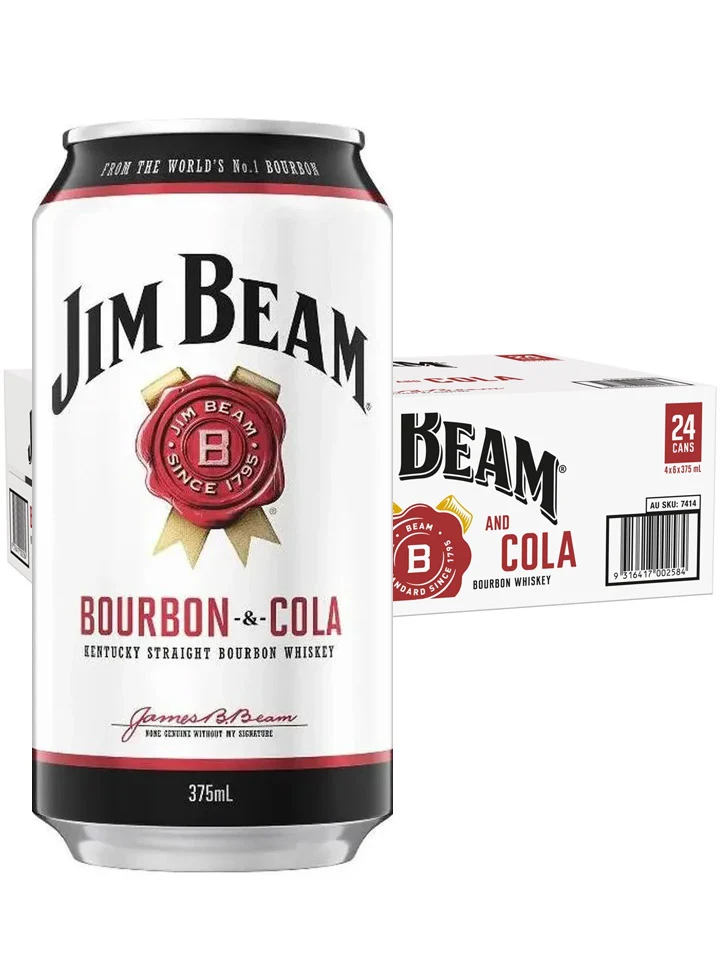 Jim Beam White Label Bourbon & Cola 24 x Pack Cans 375mL