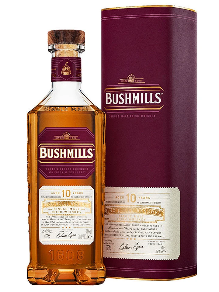 Bushmills 10 Year Old Vino Dulce Reserve Sweet Wine Cask Finish Single Malt Irish Whiskey 700mL