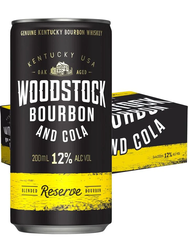 Woodstock Bourbon & Cola Reserve 12% 4 x 6 Pack 200mL Cans
