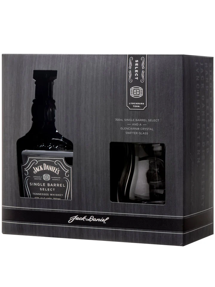 Jack Daniels Single Barrel Select + Glencairn Crystal Snifter Glass Pack Tennessee Whiskey 700mL
