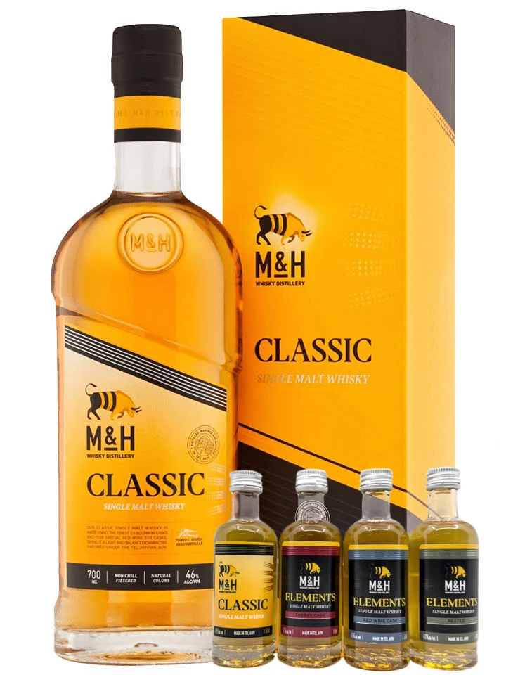Milk & Honey Classic Single Malt Israeli Whisky 700mL + Tasting Gift Pack 4 x 50mL