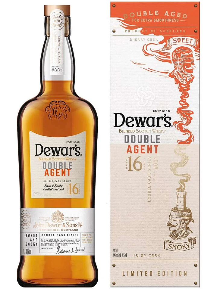 Dewar's 16 Year Old Double Agent Sweet & Smoky Blended Scotch Whisky 1L
