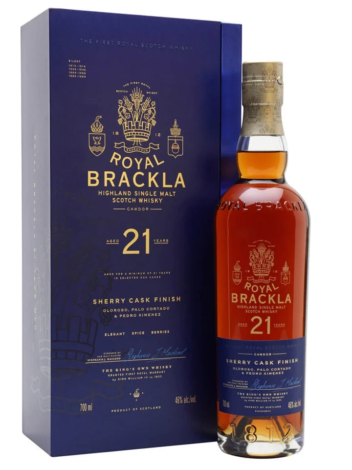 Royal Brackla 21 Year Old Sherry Cask Finish Single Malt Scotch Whisky 700mL