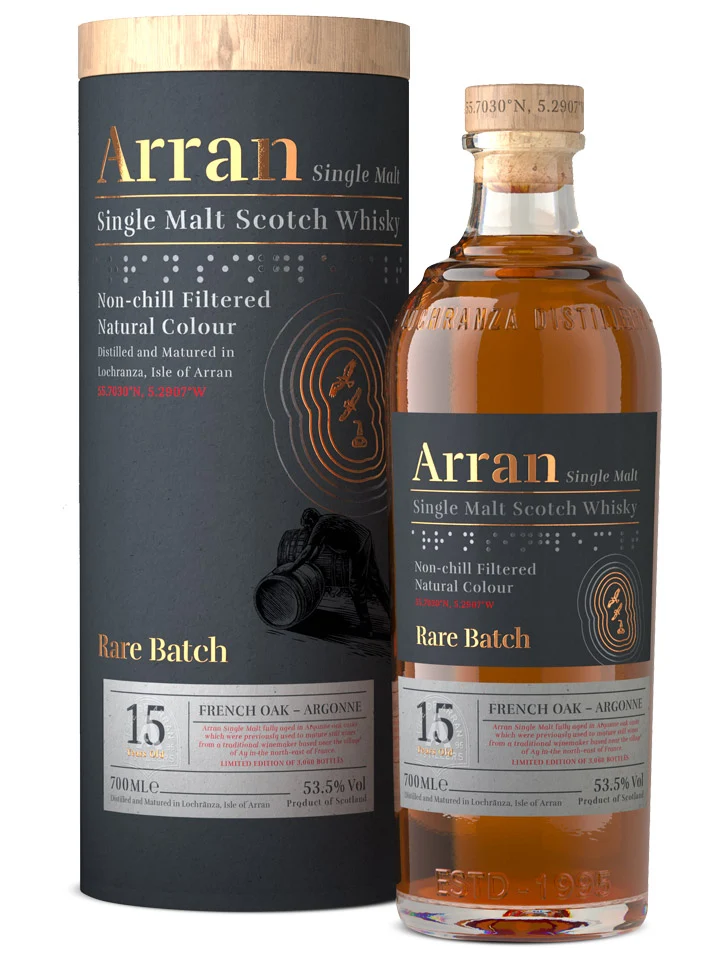 Arran 15 Year Old Rare Batch French Oak Argonne Cask Strength Single Malt Scotch Whisky 700mL