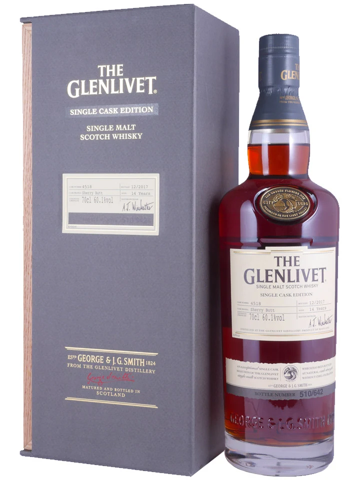 Glenlivet 14 Year Old Sherry Butt 2017 Single Cask Single Malt Whisky 700mL