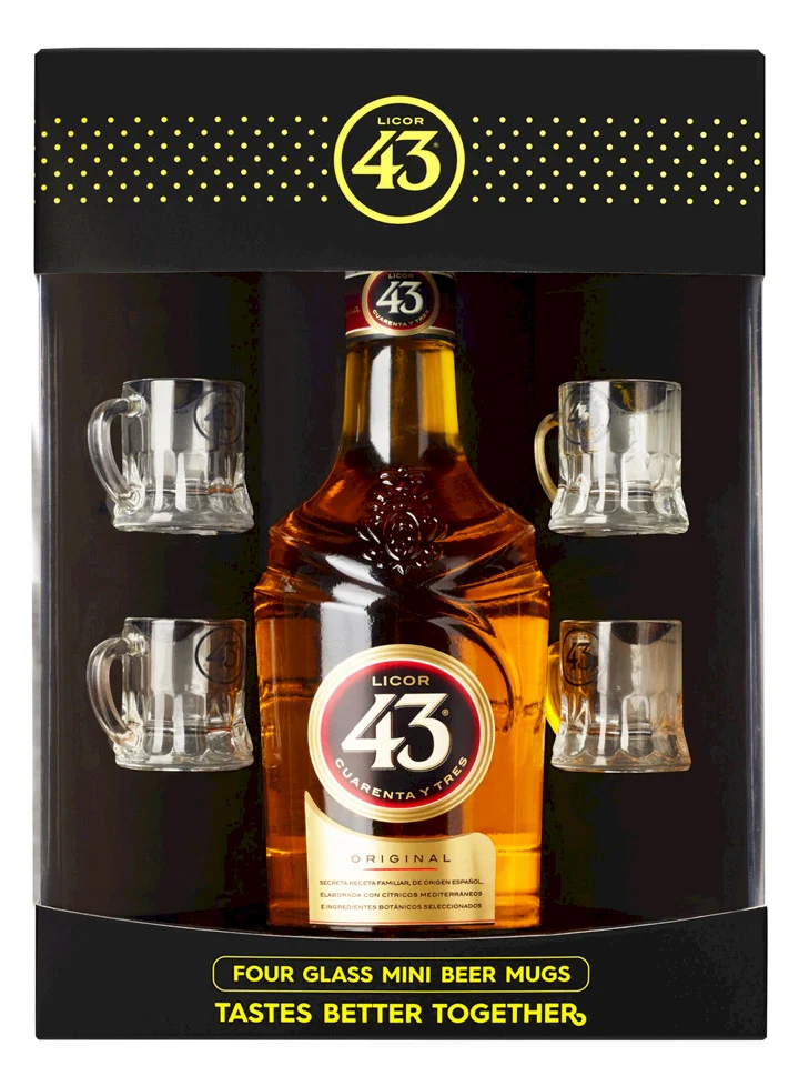 Licor 43 + 4 Mini Beer Glass Pack 700mL
