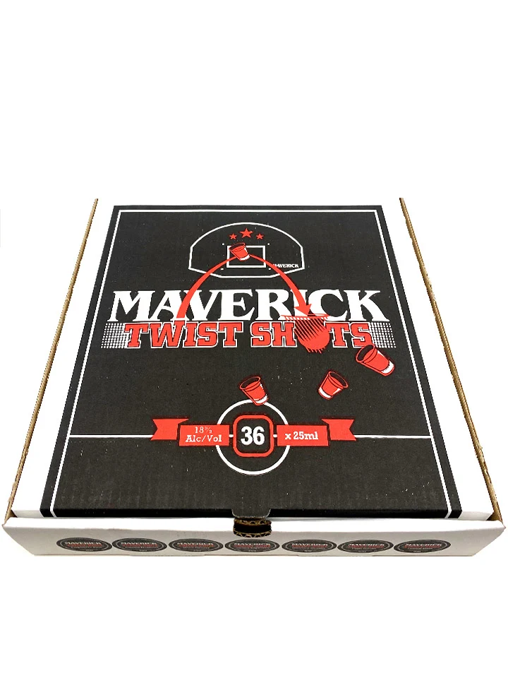 Maverick Pizza Box Twist Shots With Basketball Liqueur 36 x 25mL Shots