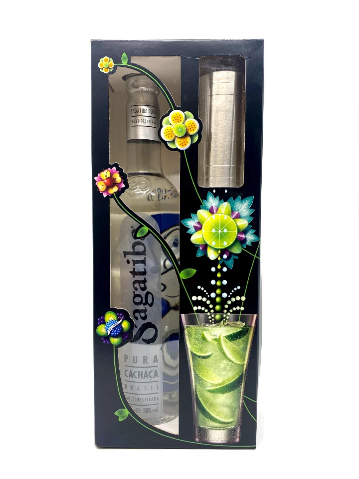 Sagatiba Premium Cachaca Brasilian Liqueur 700mL + 50mL Pura + 125mL Funkin Mixer
