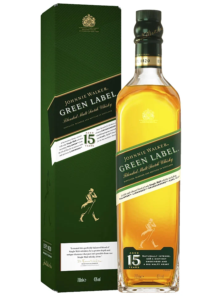 Johnnie Walker 15 Year Old Green Label Blended Scotch Whisky 700mL