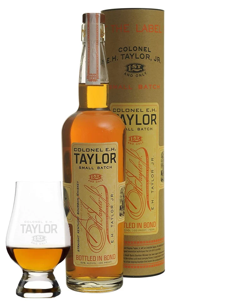 Colonel E. H. Taylor Small Batch Bottled In Bond Kentucky Bourbon Whiskey 750mL + Glencairn Whiskey Glass