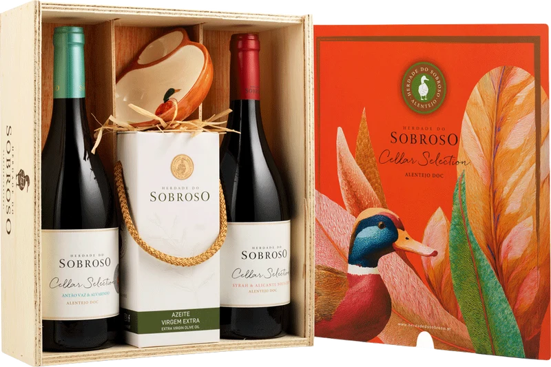 Conjunto Herdade Sobroso Cellar Tinto/branco+ Azeite+taça