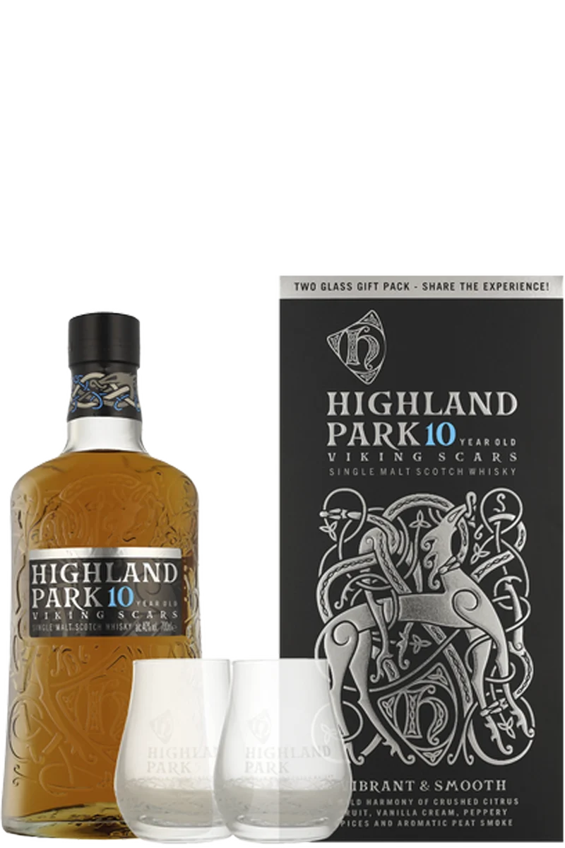 Highland Park Viking Scars 10 Anos + 2 Copos