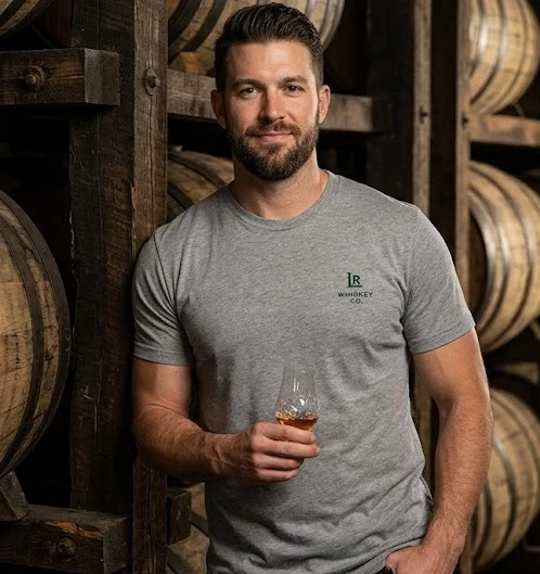 Louisville Rickhouse Whiskey Go - Gray T-Shirt - LR on Front - Logo on Back