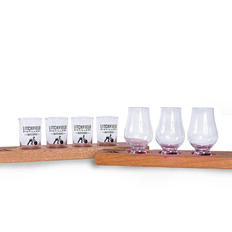 Flight Board with Tasting Glasses