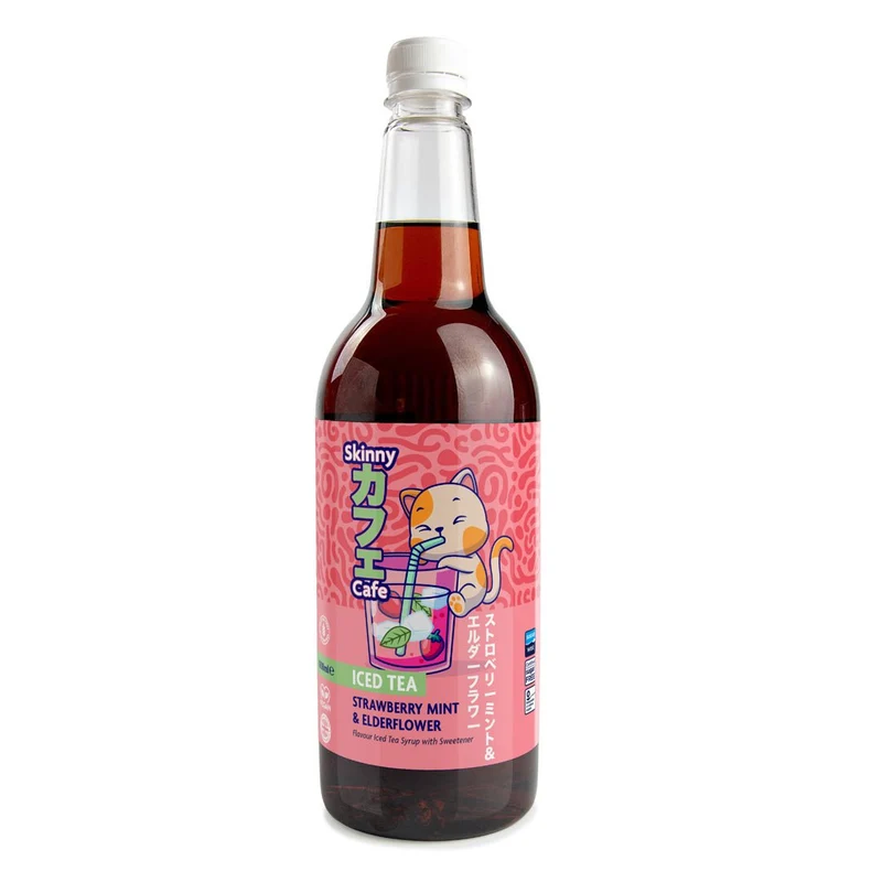 Skinny Caffe Jordgubbsmynta & Fläderblomsmak Nollsocker Iste Sirap - 1 liter