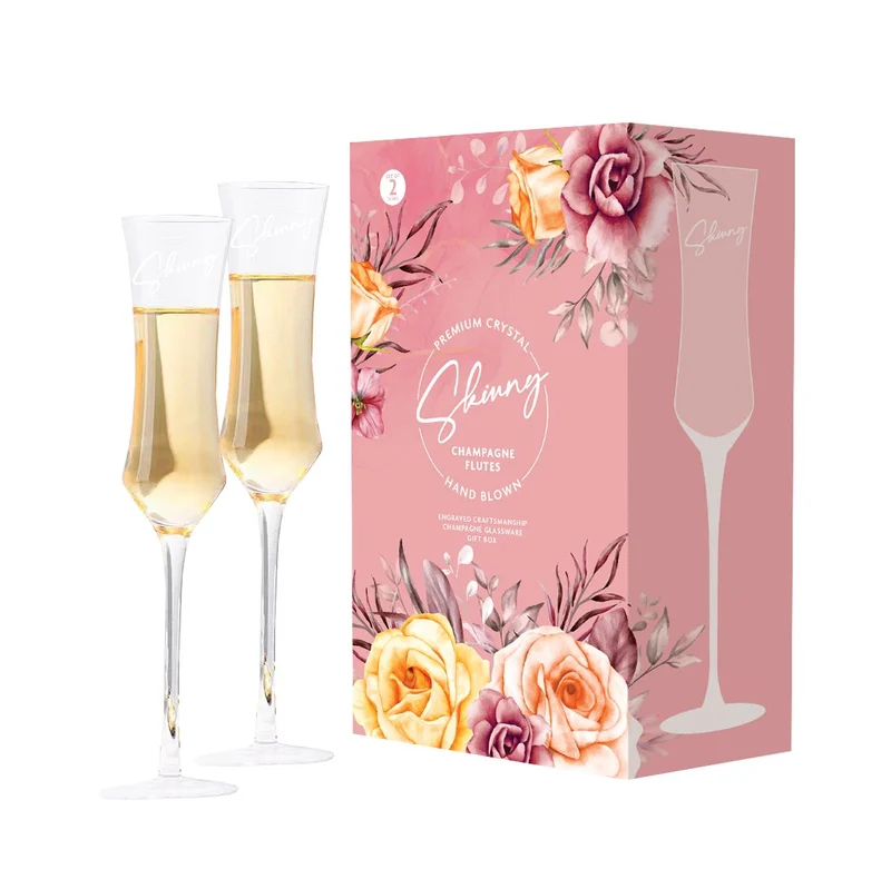 Skinny Champagne Flutes Prosecco glasögonpar 'Crystal' - Set med 2