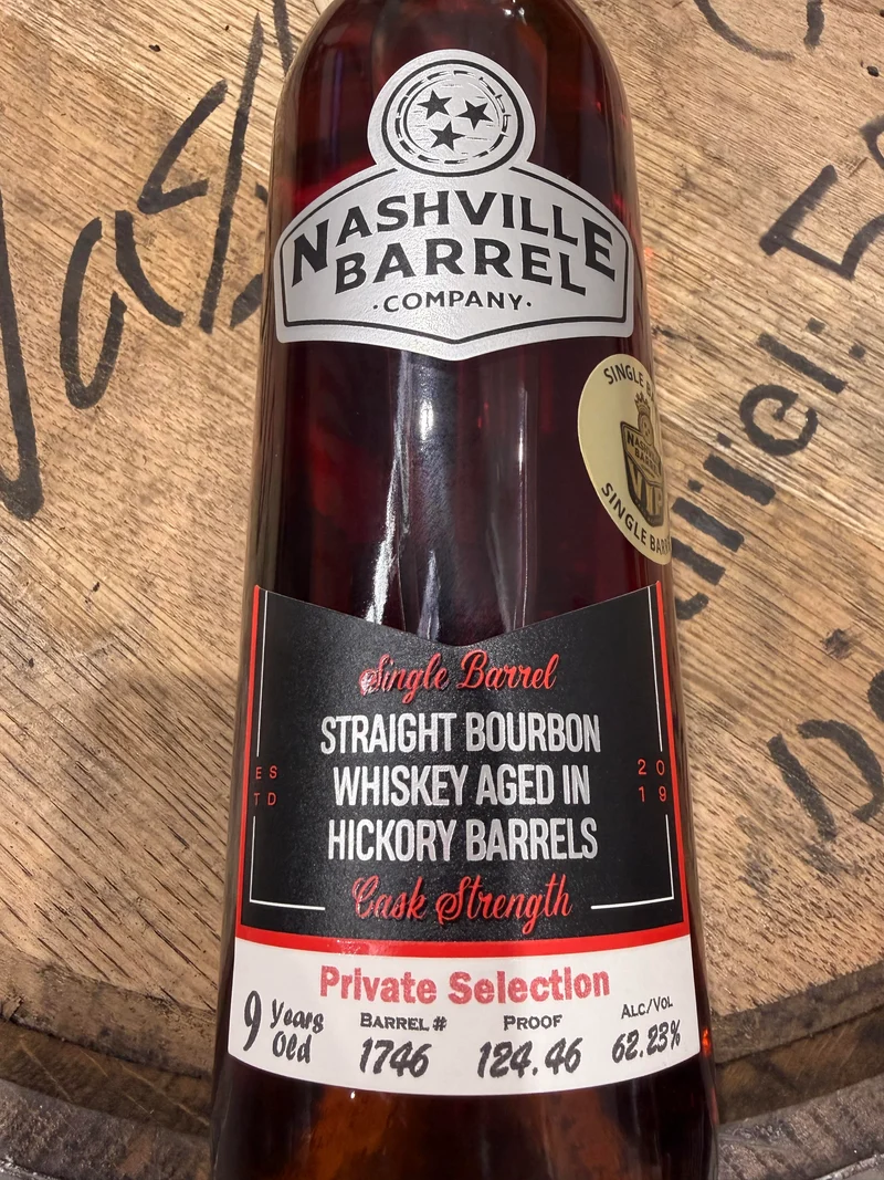 Nashville Barrel Co 9yr Single Barrel Bourbon finished in a Hickory Cask - #1746 - 124.46 Proof