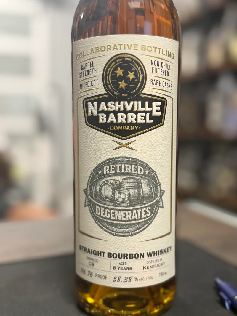 Nashville Barrel Co 8yr Single Barrel Bourbon - C9 - 116.76 Proof - "Retired Degenerates"
