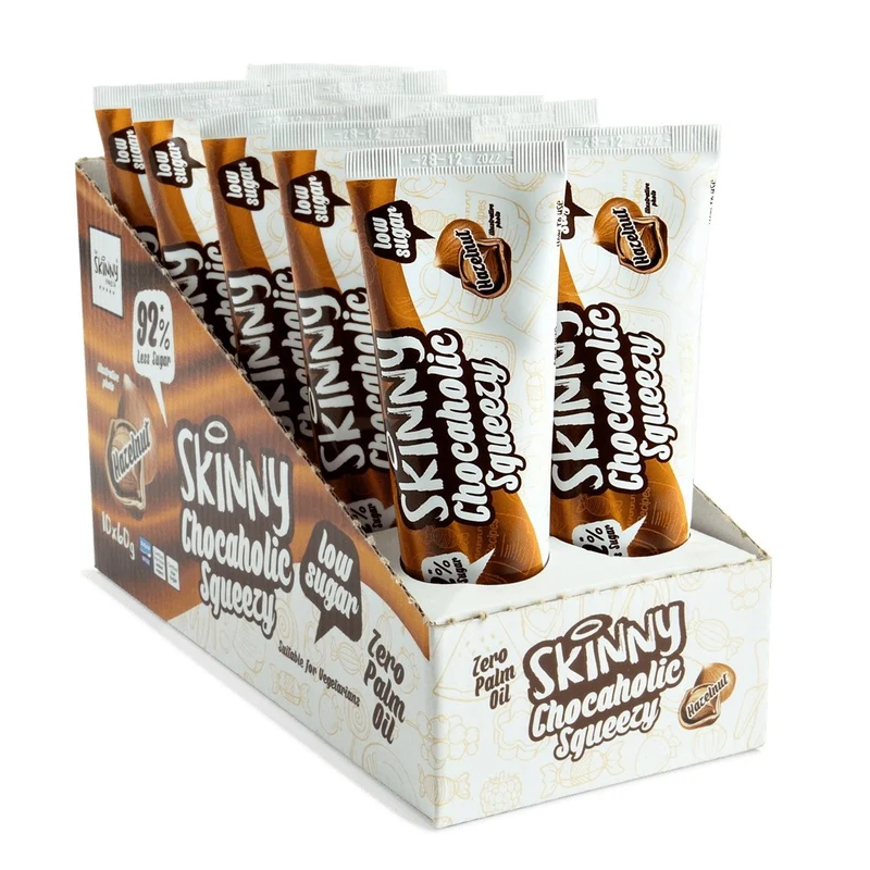 (Rea, bäst före, 24 dec) Slim Chocolate Hazelnut Squeezy Case - 10 x 60 g
