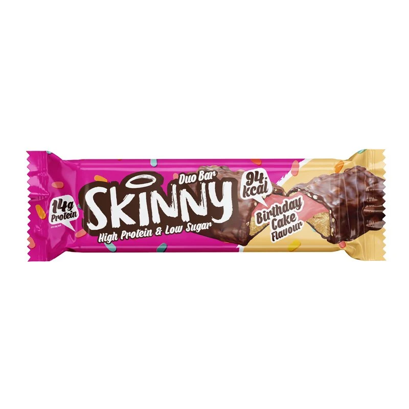 Slimmad duobar med smak av födelsedagstårta och högt proteininnehåll och lågt sockerinnehåll - 60 g