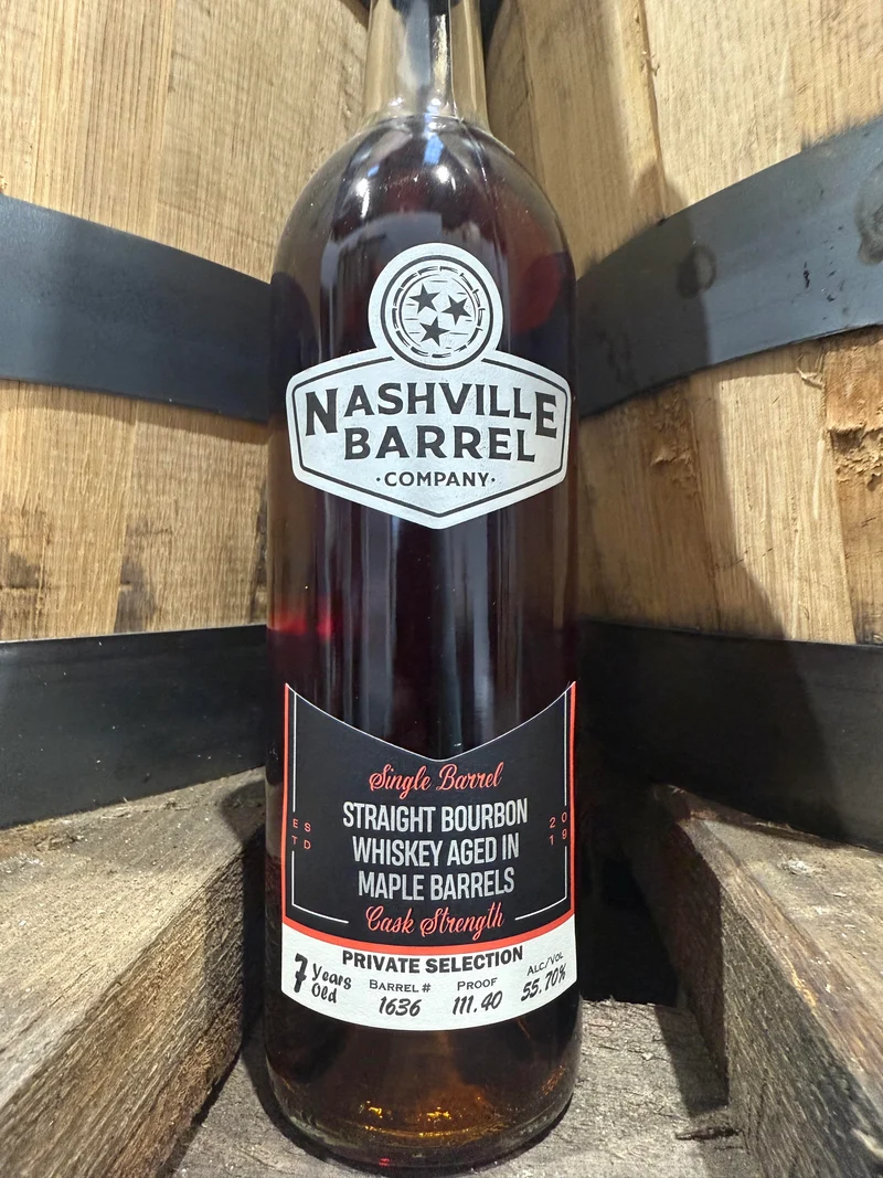 Nashville Barrel Co 7yr Single Barrel Bourbon - Maple Barrel Aged - HIGH RYE MGP - #1636 - 111.40 Proof