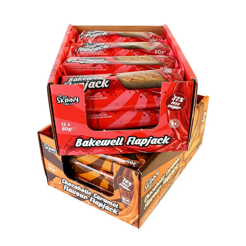 Skinny Food Co Lågsockerprotein Flapjacks 80g Förpackning x 12 (2 Smaker)