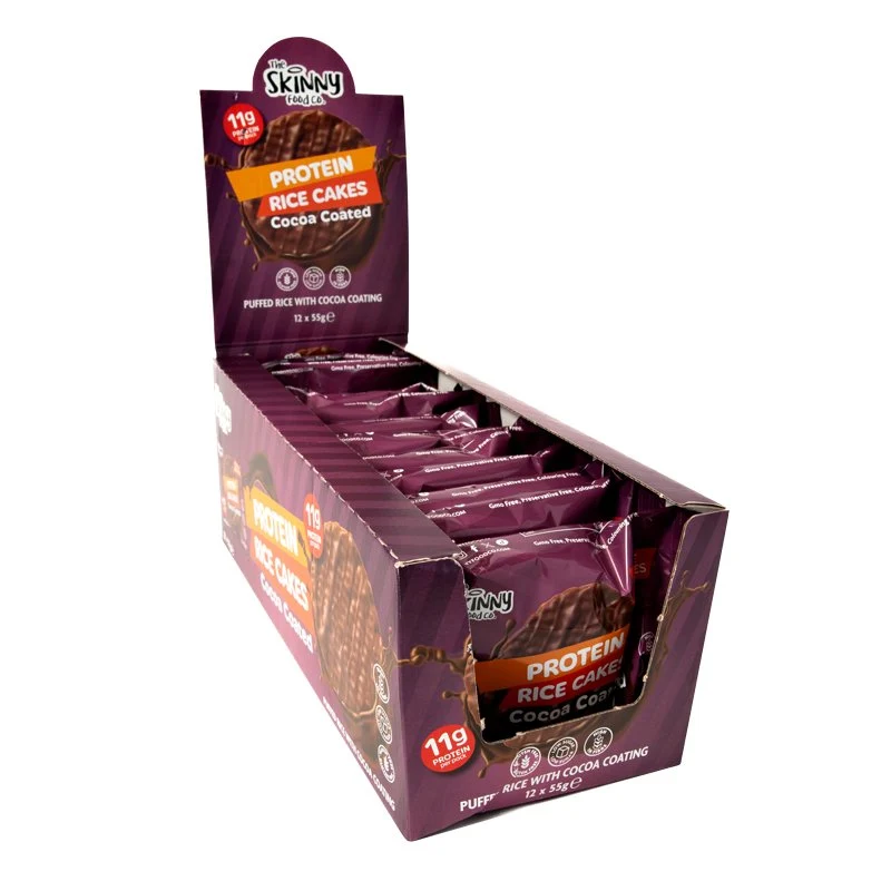 Choklad- och mager riskaka med högt proteininnehåll - 12 x 55 g förpackning