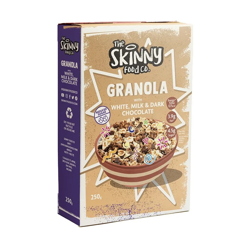 Skinny Granola - Vit Mjölk & Mörk Choklad Granola 250g