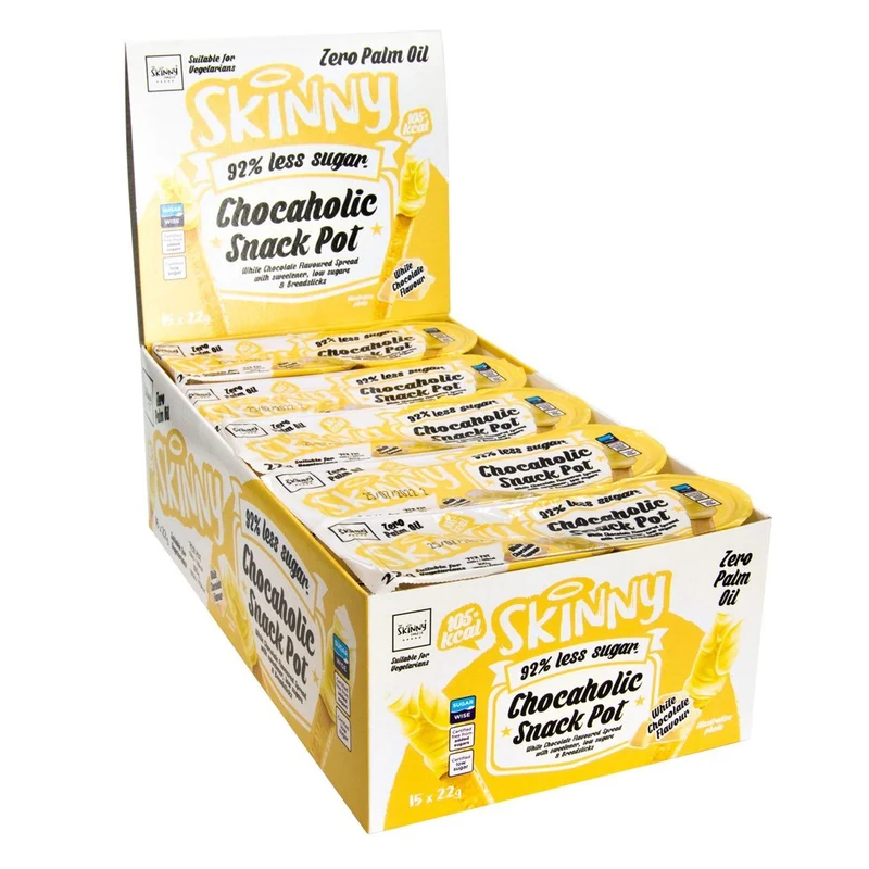 Chocaholic vit choklad smak Snack Pot Case - 15 x 22g