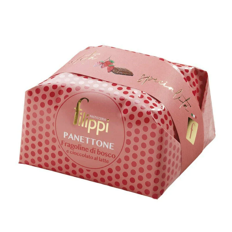 Pasticceria Filippi PANETTONE SPECIALE CON FRAGOLINE DI BOSCO E CIOCCOLATO AL LATTE 1kg