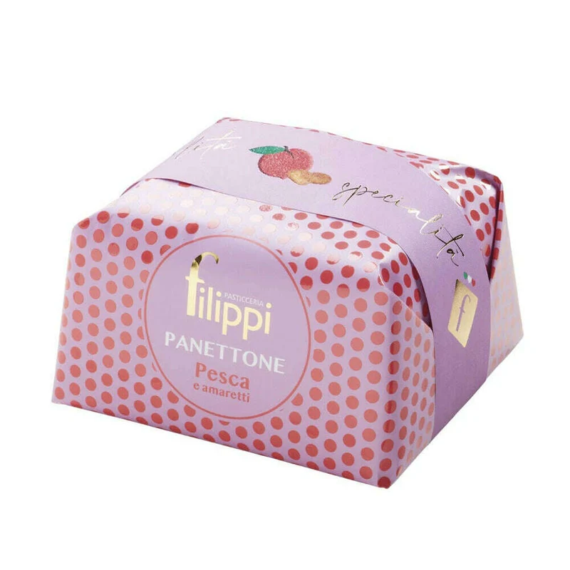 Pasticceria Filippi PANETTONE CON PESCA CANDITA E AMARETTI 1kg