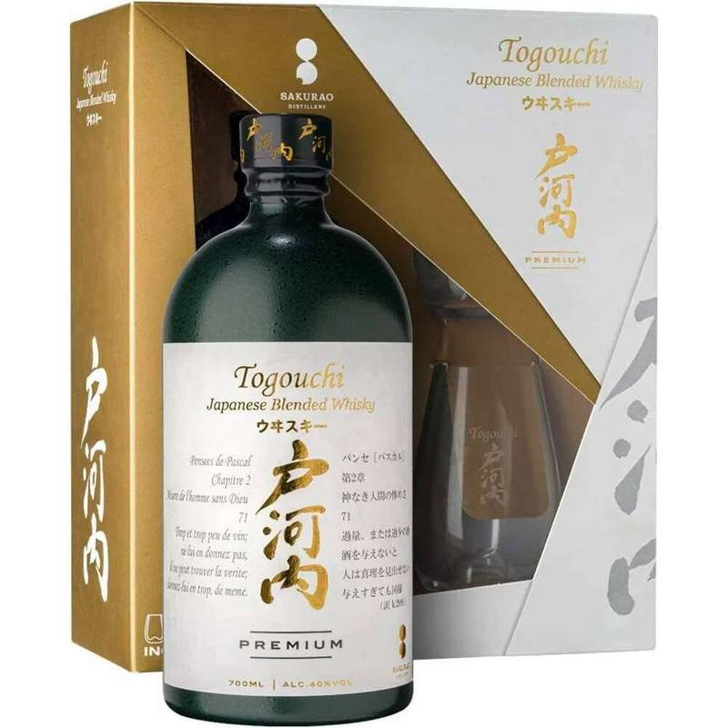 Togouchi Japanese Blended Premium Whisky Box con 2 bicchieri (70CL, 40.0% Vol.)