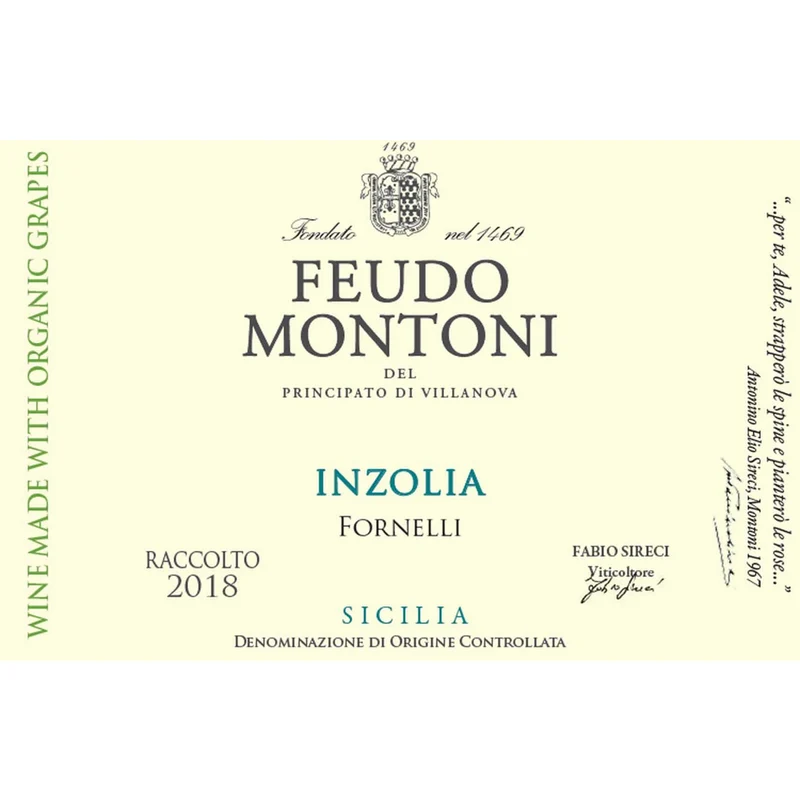 Feudo Montoni Dei Fornelli Sicilia IGT Inzolia 750ml