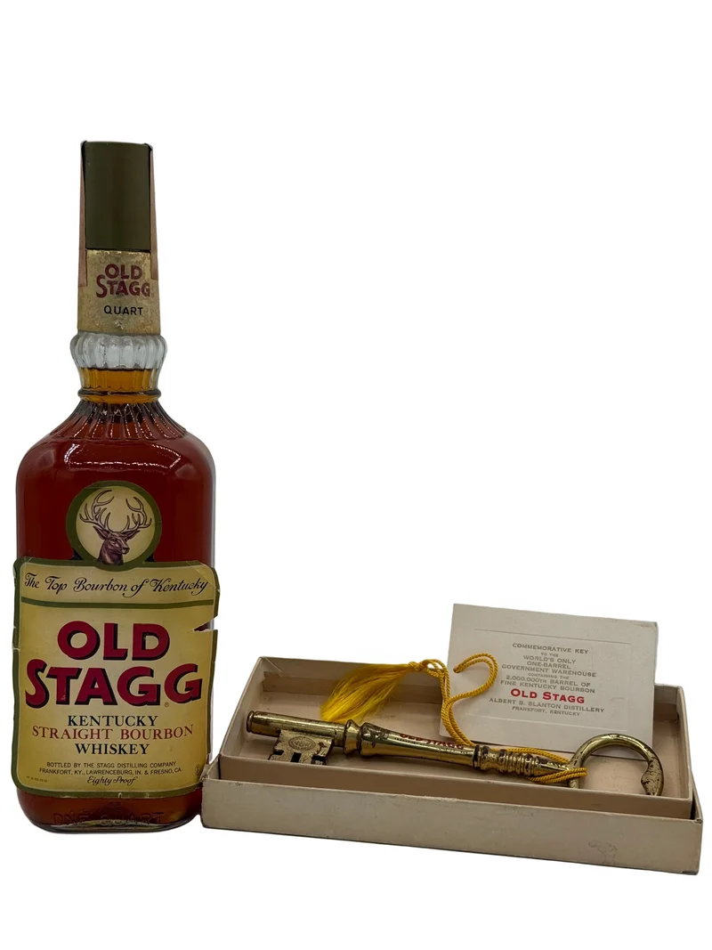 Old Stagg 5 Year Old Quart W/ 2,000,000 Stagg Barrel Commemorative Key (Key Engraved June 23, 1953)