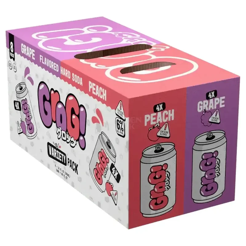 Grog! Flavored Hard Soda Variety Pack – Grape & Peach – 8 Pack